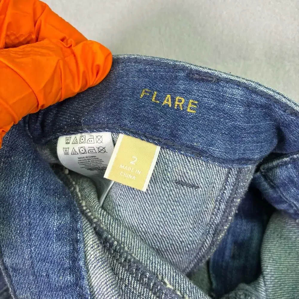 Michael Kors Women's Flare Denim Jeans with Gold Zipper Pockets Size 2
